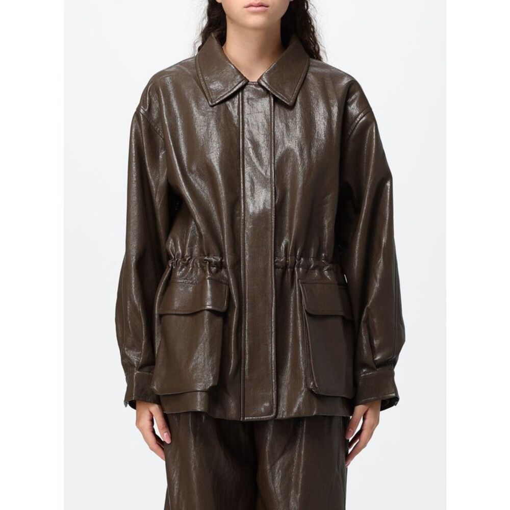 Eleh Women Eleh Faux Leather Cropped Shirt Jacket
